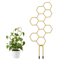 PEOVLVN Small Trellis for Potted Plants in gold, front view