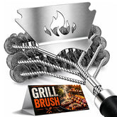 PePeng 18-inch grill brush with stainless steel bristles and scraper