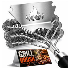 PePeng 18-inch grill brush with stainless steel bristles and scraper