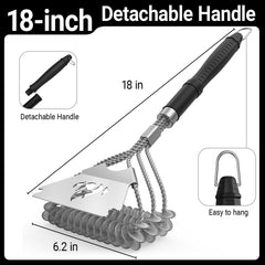 PePeng grill brush showing the detachable handle and hanging loop
