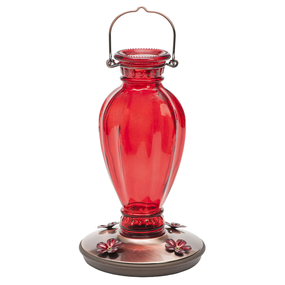 Perky-Pet Daisy Vase Hummingbird Feeder with red luster finish