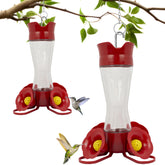 Perky-Pet glass hummingbird feeder clear front view