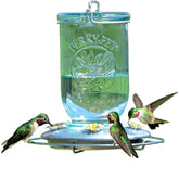Perky-Pet Mason Jar Hummingbird Feeder front view with blue glass
