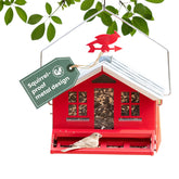 Perky-Pet Squirrel-Be-Gone II Bird Feeder front view with red body