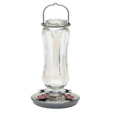 Perky-Pet Starglow Vintage Glass Hummingbird Feeder front view with iridescent finish