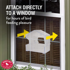 Perky-Pet Window Bird Feeder filled with birdseed