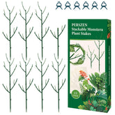 PERSZEN 15 pack stackable plant support stakes dark green