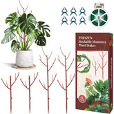 PERSZEN 6 Pack Stackable Monstera Plant Support, brown colour front view