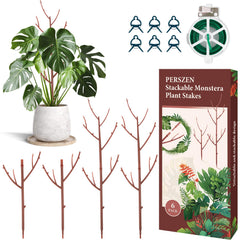 PERSZEN 6 Pack Stackable Monstera Plant Support, brown colour front view