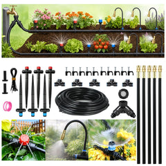 PESIODU 50FT Drip Irrigation System complete kit with tubing and emitters