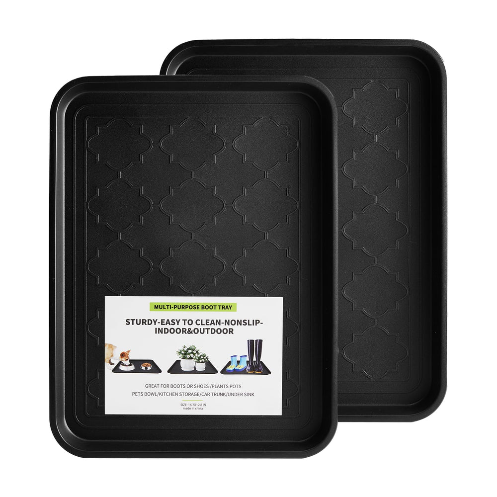 PETABBY Boot Tray black front view with raised outer lip