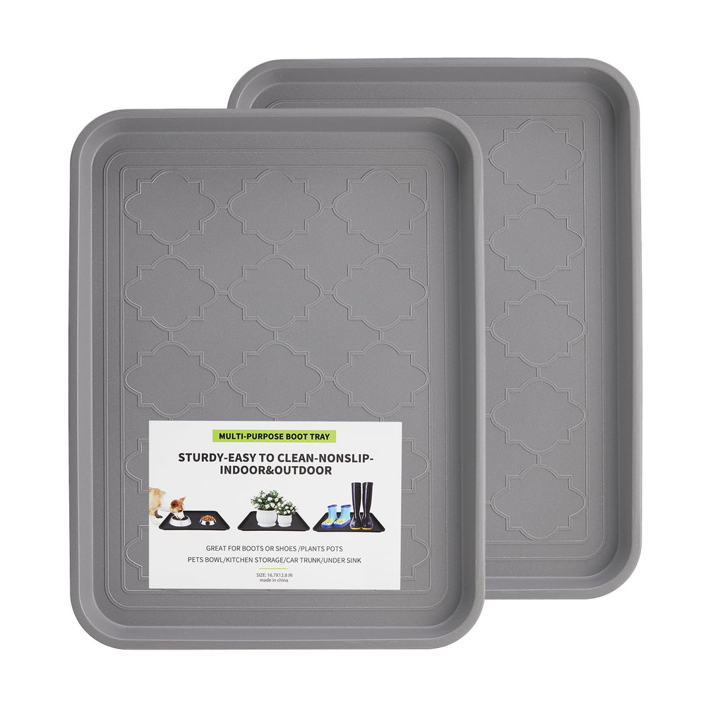 PETABBY Boot Tray grey front view 16.7x12.8 inches