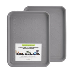 PETABBY Boot Tray grey front view 16.7x12.8 inches