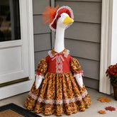Pextian Porch Goose Fall Outfit with Maple Leaf design front view