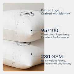 Phantoscope 18x18 outdoor pillow insert, side view, showcasing water-repellent finish