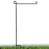 PHITRIC Garden Flag Holder Stand front view in black metal
