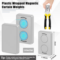 Phoncoo curtain weights showing strong magnetic adhesion