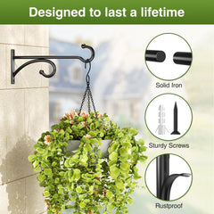 pickpiff 8-Inch Plant Hanger Hook, black metal mounted on wall
