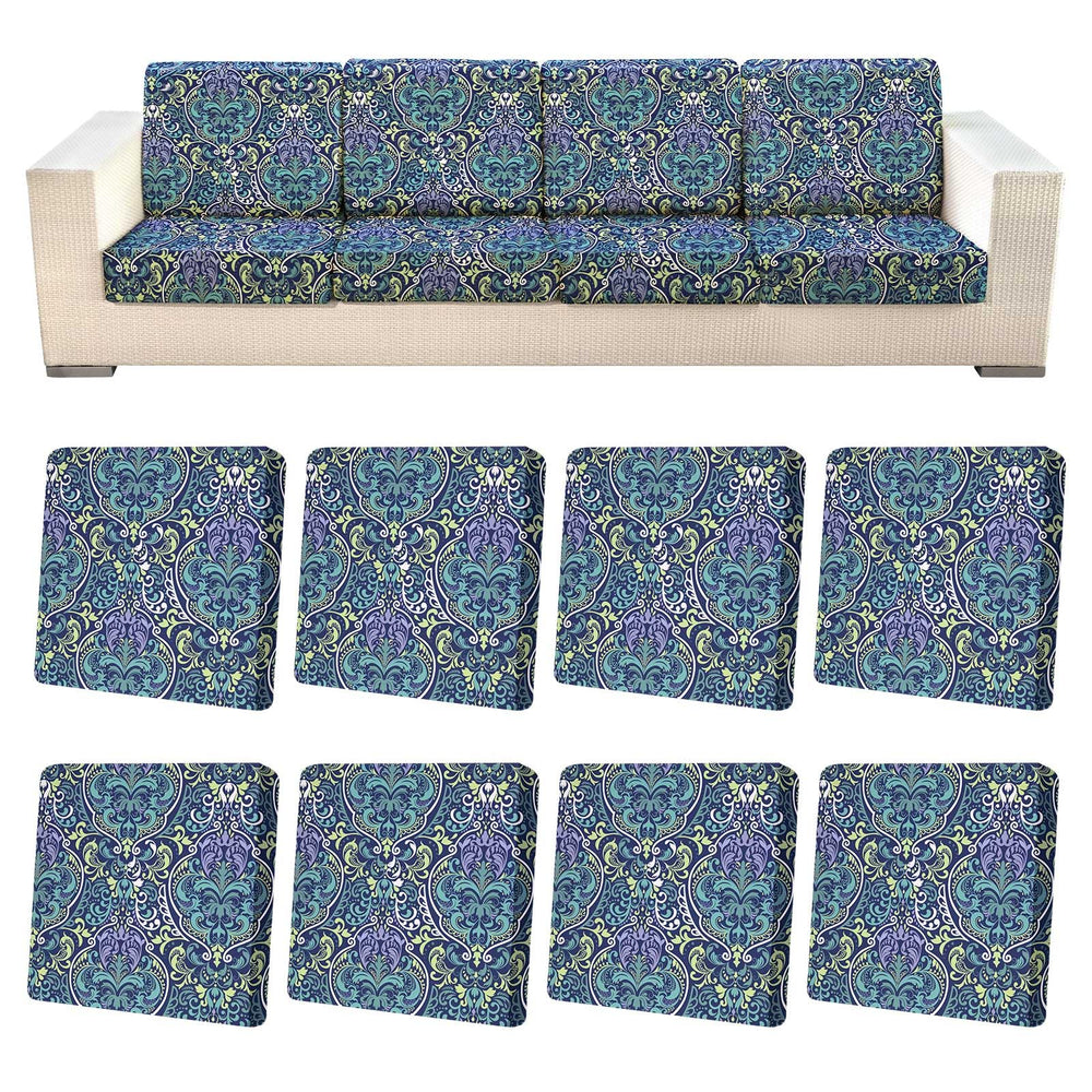 pickyNproud 8Pcs Patio Cushion Covers green pattern front view