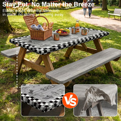 pickyNproud picnic table cover set with elastic pocket design