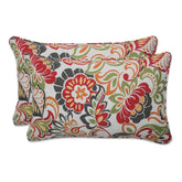 Pillow Perfect Lumbar Throw Pillows set of 2 in Green/Red Zoe pattern