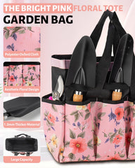 Pink floral carrying tote for gardening tools from LANNIU