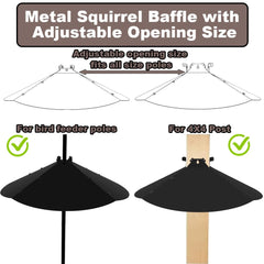 PirateAnt Squirrel Baffle mounted on a bird feeder pole