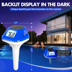 Pircaath Solar Pool Thermometer in pool water showing temperature