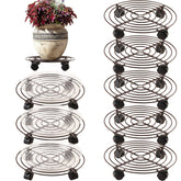Planterhoma 8 Pack Metal Plant Caddy 13.8 inch front view