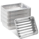 PLASTICPRO 50 Pack Disposable Aluminum Grill Liners, silver front view
