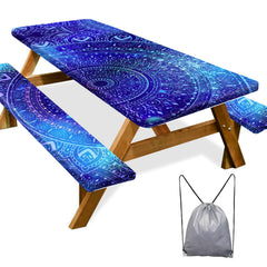 Play Tailor Picnic Table Cover Set, Blue Purple, front view