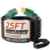 PlugSaf 25FT 30 Amp Generator Cord front view