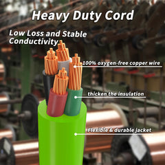 PlugSaf generator cord showing flexible material and length