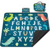 Poedist Extra Large Picnic Blanket 80" x 80" in blue with ABC letters pattern