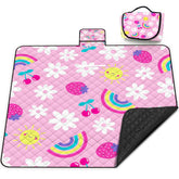 Poedist Extra Large Picnic Blanket front view in pink