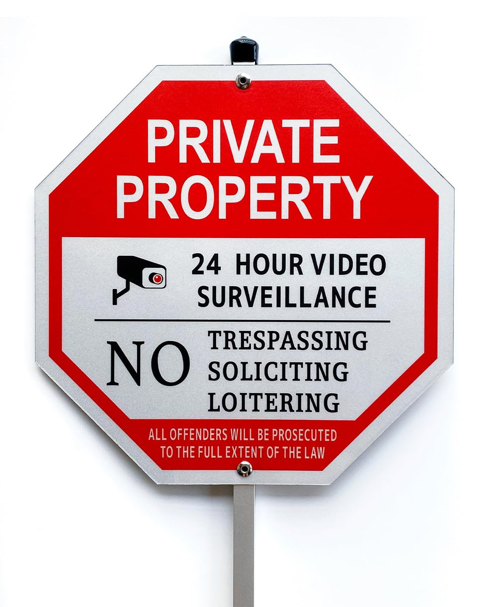 Poicrm No Trespassing yard sign front view with stake