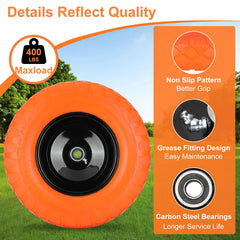 Pontuss 16-inch flat-free wheelbarrow wheel with extension spacers