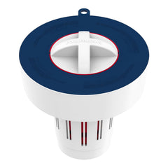 POOL FELLOWS Large Floating Pool Tablet Dispenser in blue, front view
