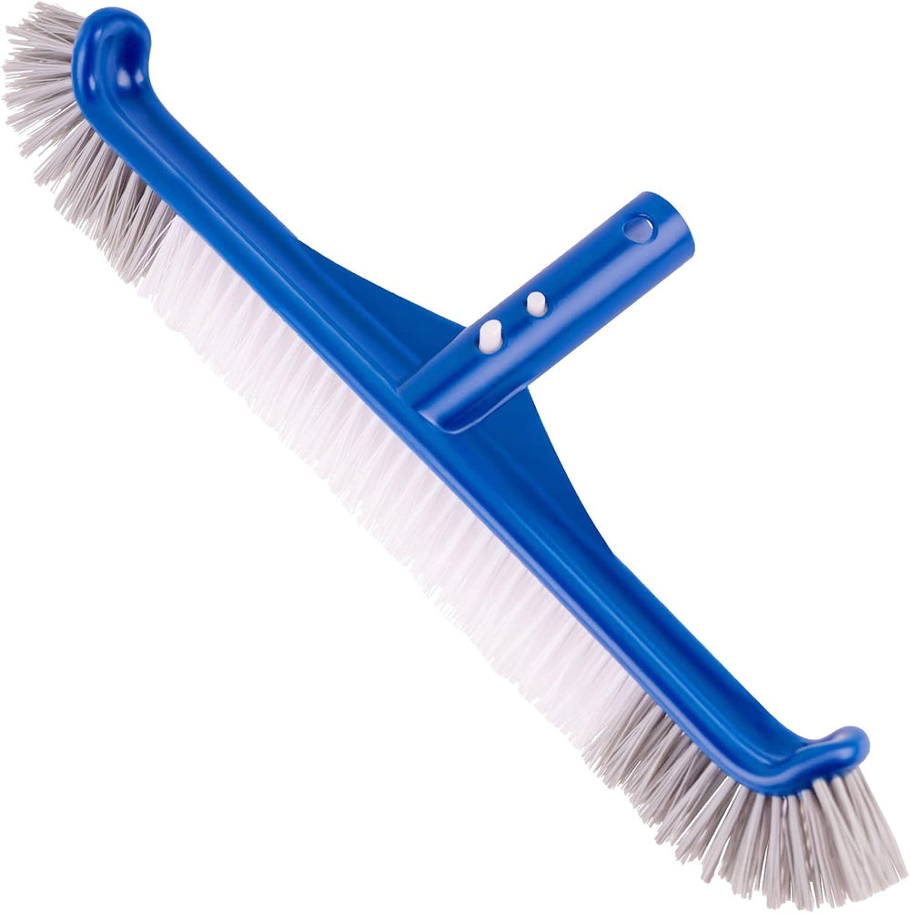 POOLAZA 17.5 inch Pool Brush Head front view with blue nylon bristles