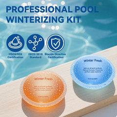 PoolCoolPro Pool Closing Kit showing clear water results