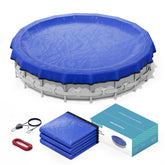 POOLHACKER 12FT Round Winter Pool Cover blue front view