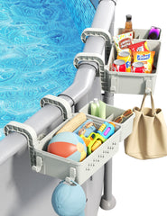 POOLHACKER Poolside Storage Basket Set with two baskets and cup holders
