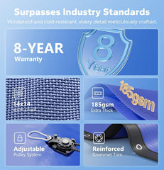 POOLHACKER winter pool cover packaging with features