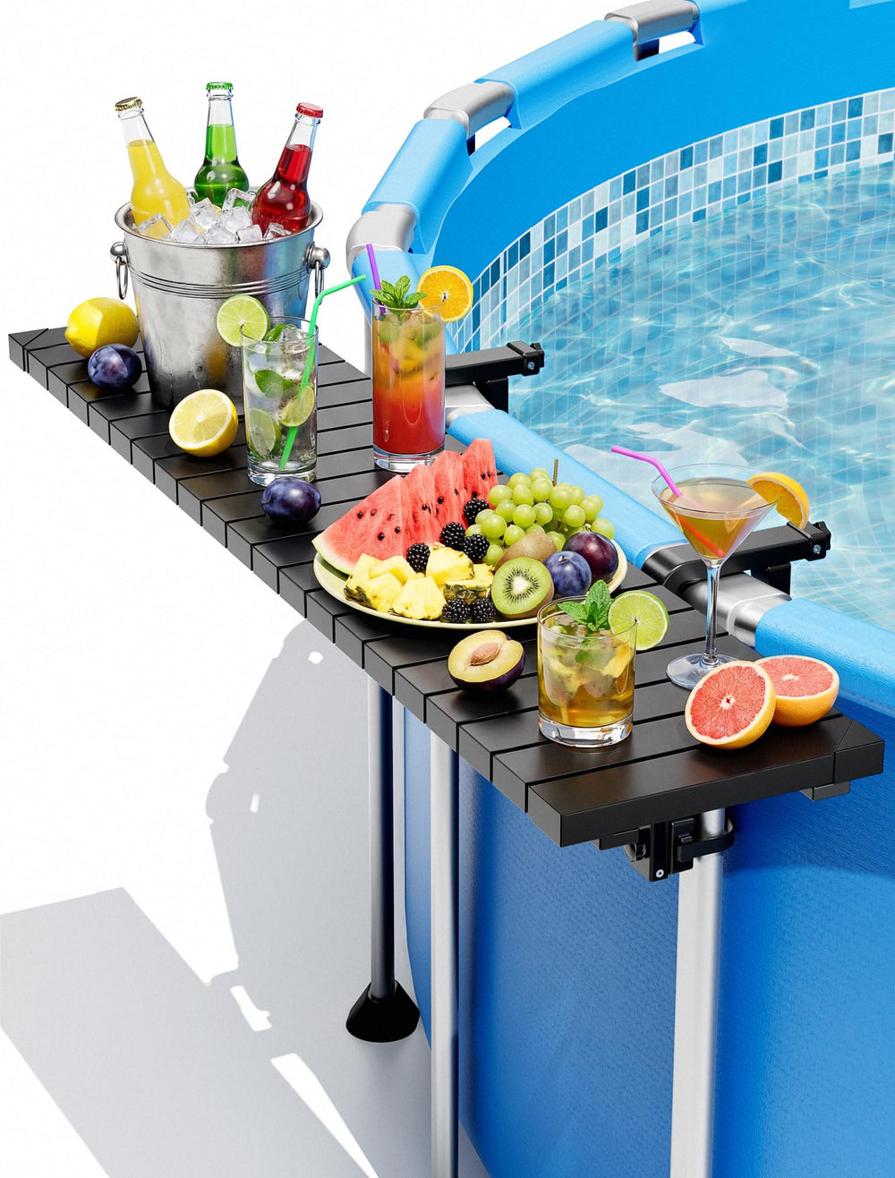 POOLHOUR Above Ground Pool Bar Table front view in black