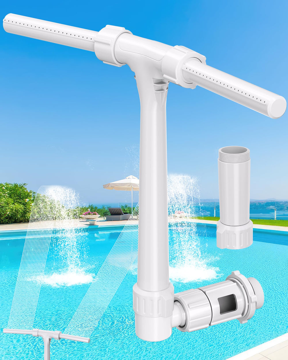 POOLHOUR Height Upgrade Pool Fountain front view, white