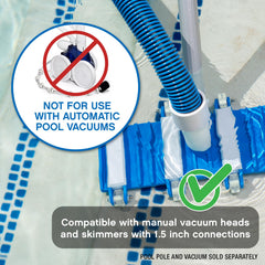 Poolmaster Manual Pool Vacuum Hose 45 Ft in use with manual vacuum head