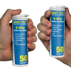 Poolmaster Test Strips Showing Six Chemical Factors