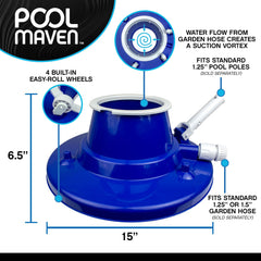 Poolmaven Heavy-Duty Pool Leaf Vacuum Head with mesh bag