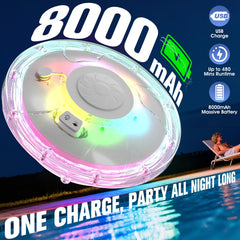 PoolPop Floating Fountain setup in backyard pool