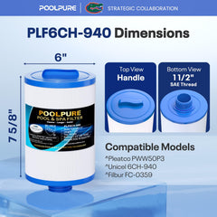 POOLPURE 6CH-940 Spa Filter top view with circular handle